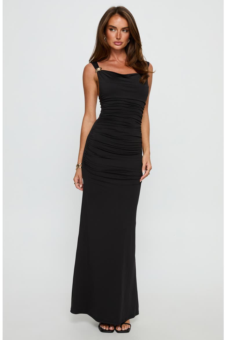 Yakira Back Cut Out Maxi Dress, Alternate, color, BLACK