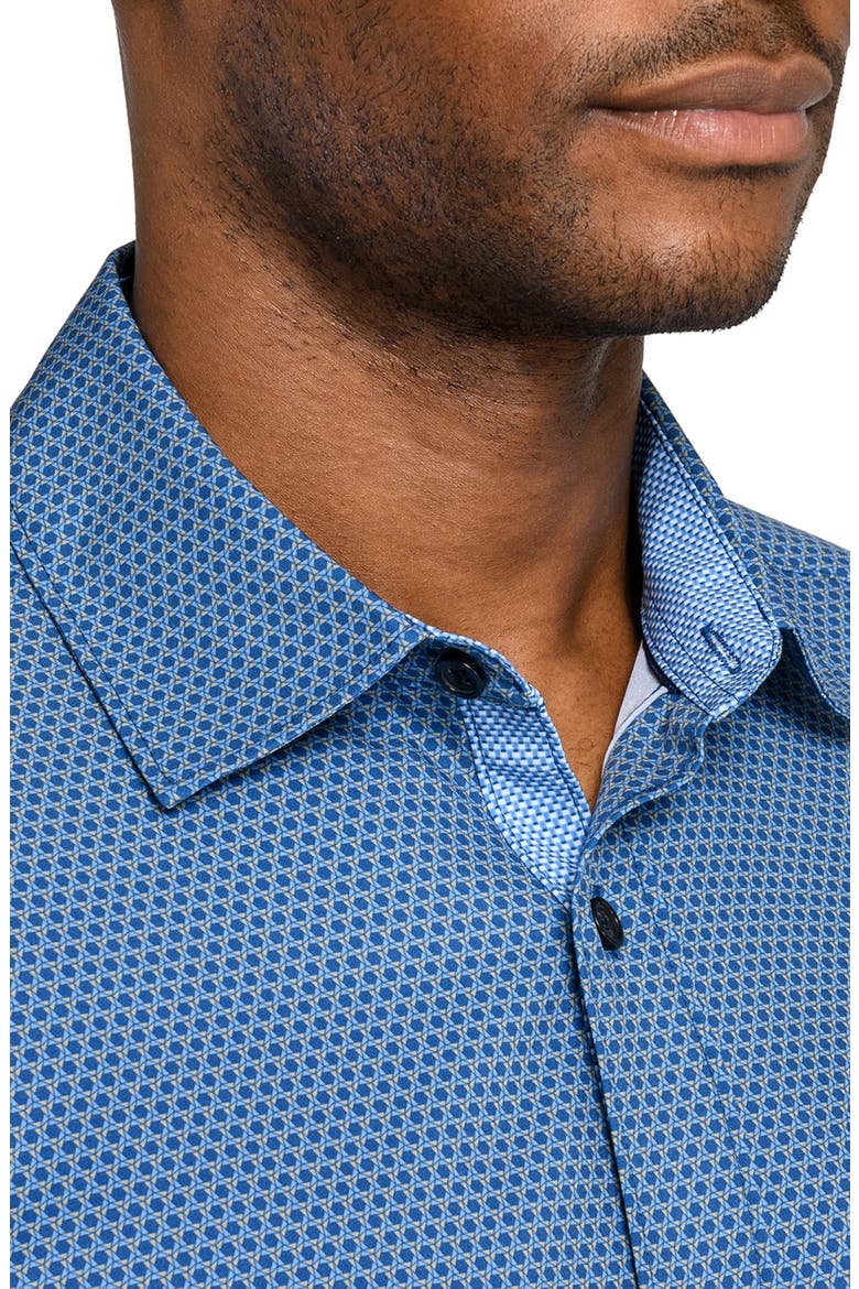Hexagon Geo Woven Long Sleeve Basic, Alternate, color, STEEL BLUE