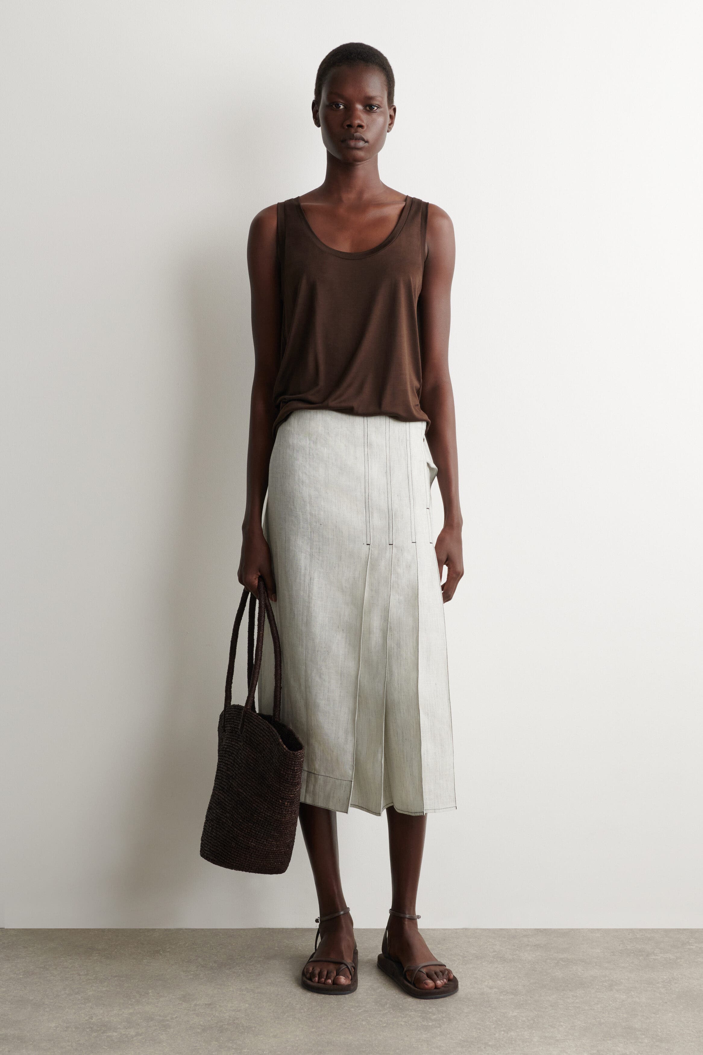 Minimal Leather Sandals, Alternate, color, BROWN