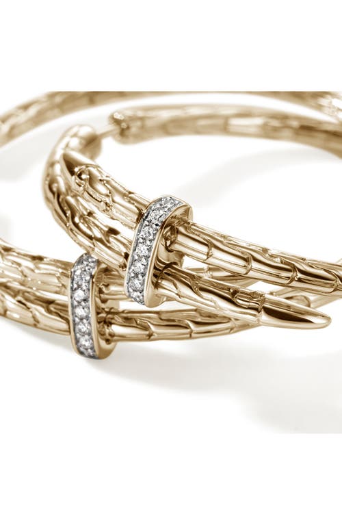 John Hardy Spear Diamond Bypass Hoop Earrings In Gold