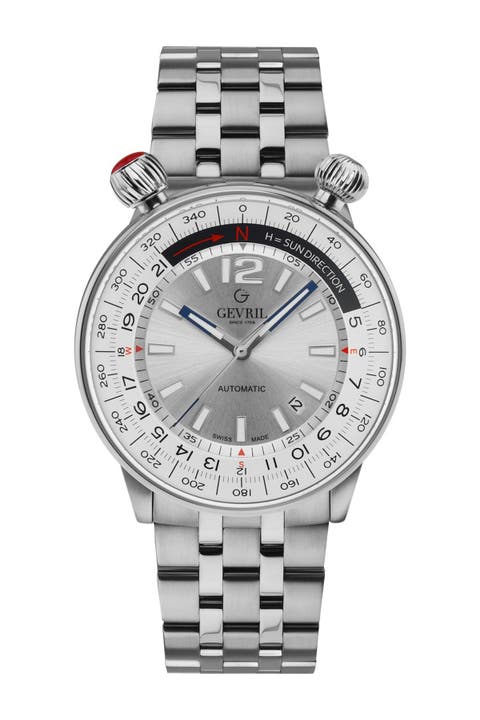 Men's Wallabout Compass Bezel Bracelet Watch, 44mm