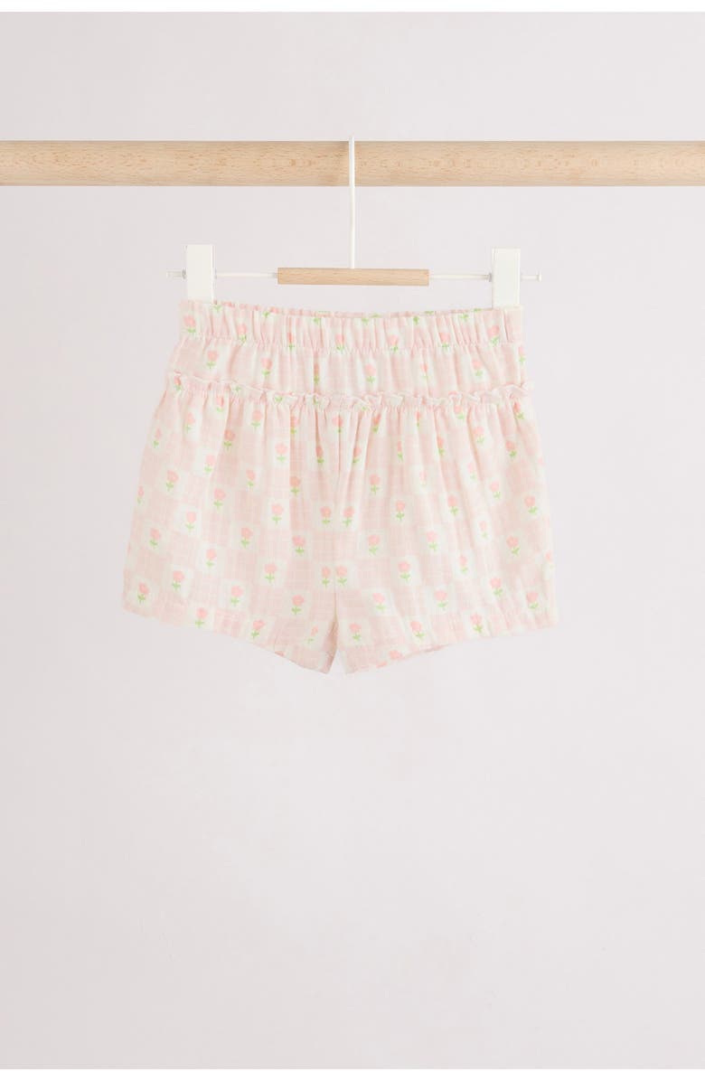 NEXT Floral Check Cotton Gauze Top & Shorts, Alternate, color, Neutral