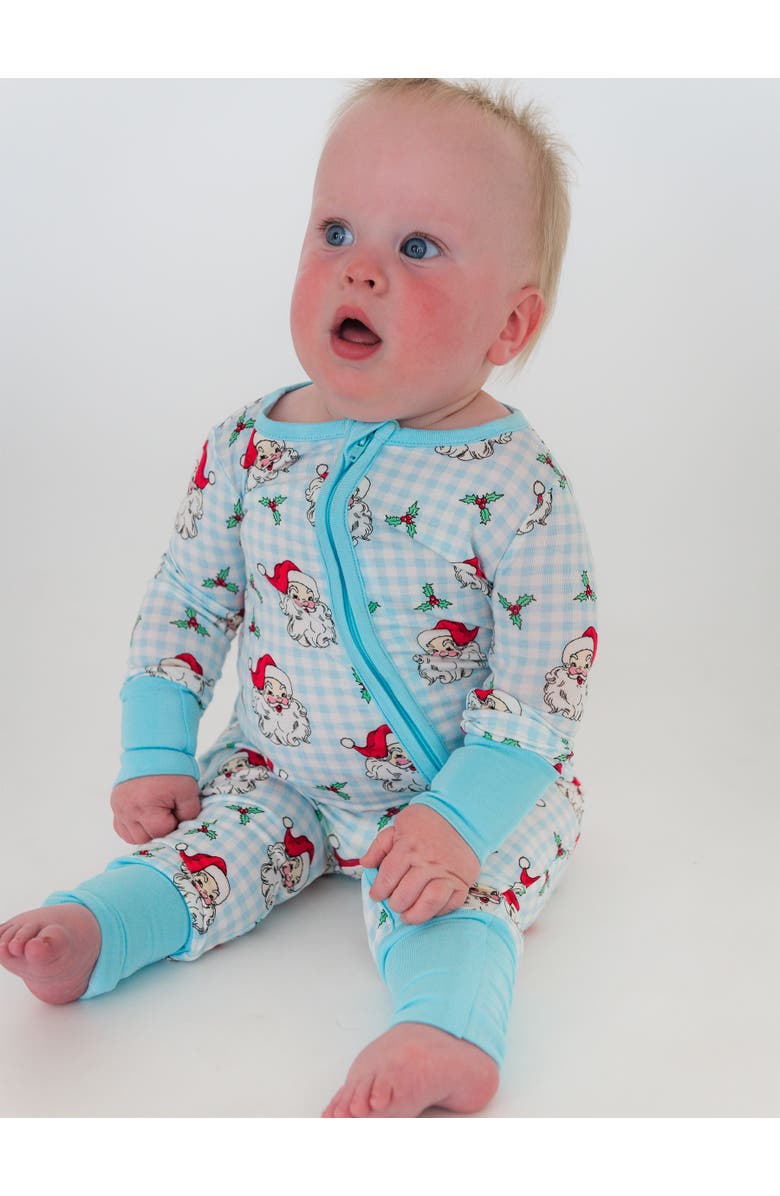 RuffleButts Gender Inclusive SoftSnooze Baby Convertible One Piece Pajama, Alternate, color, Blue Dear Santa