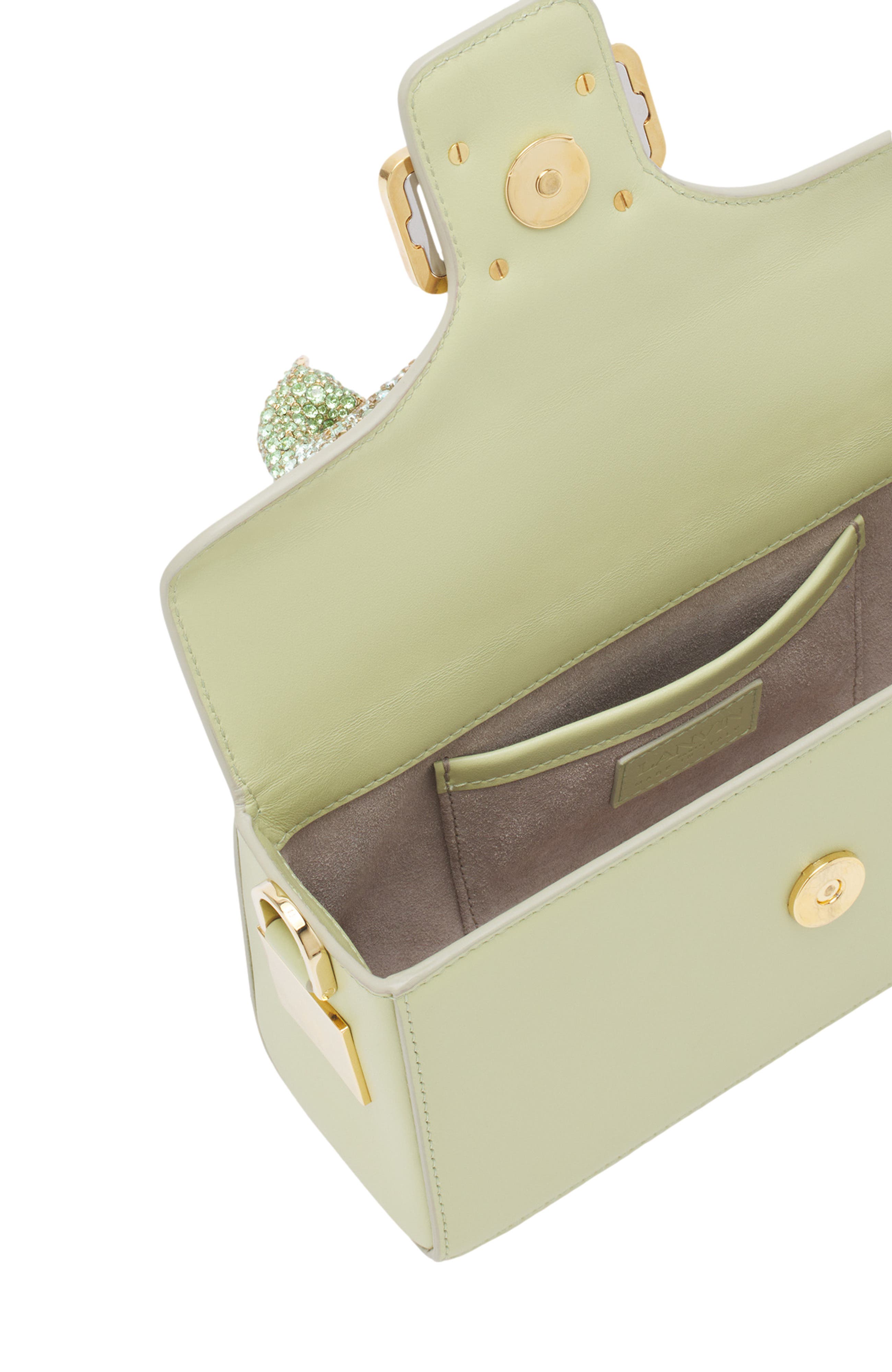 Lanvin Nano Pencil Cat Bag In Leather And Rhinestones, Alternate, color, 