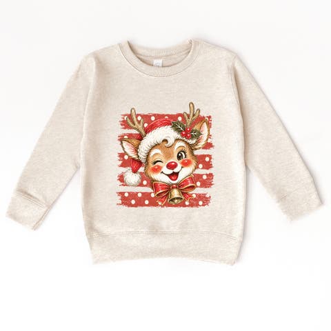 Reindeer Stripes and Polka Dots Sweatshirt (Toddler)