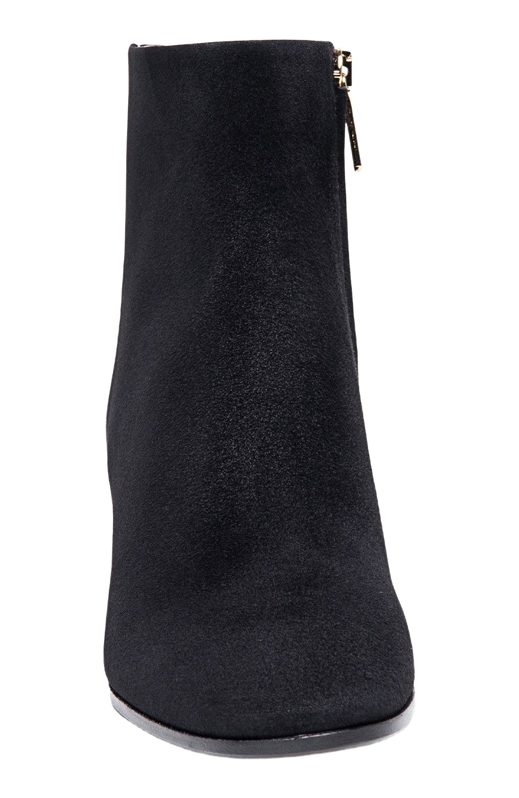 Santoni Women's suede mid-heel ankle boot, Alternate, color, Black