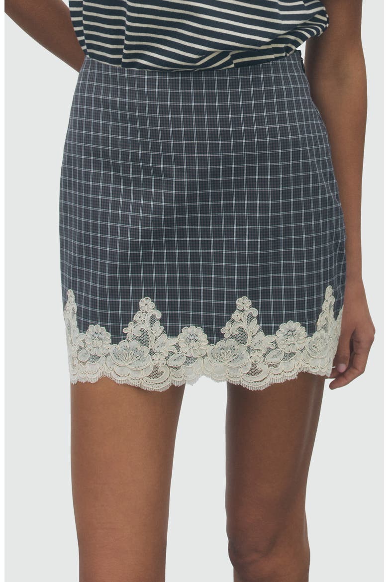 Stacy Miniskirt with Lace Hemline, Alternate, color, BLACK CREAM