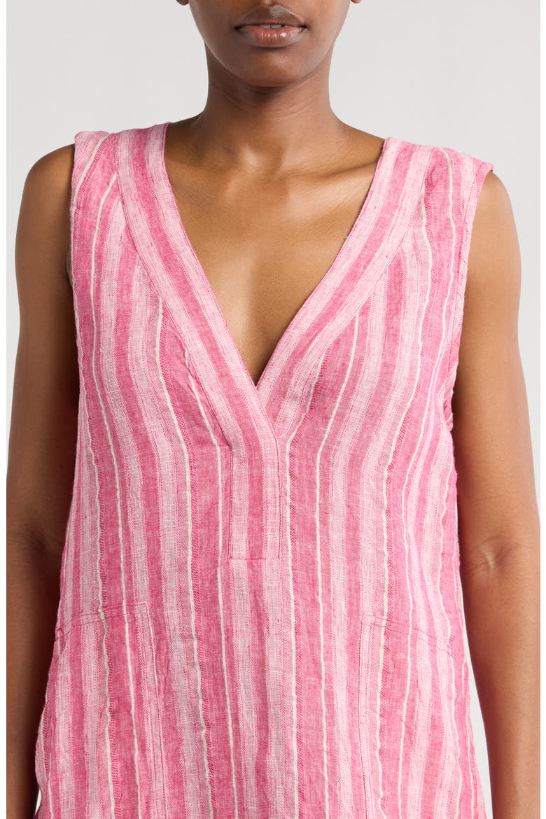 Azure Stripe Sleeveless Linen Blend Minidress, Alternate, color, GRANITA STRIPE