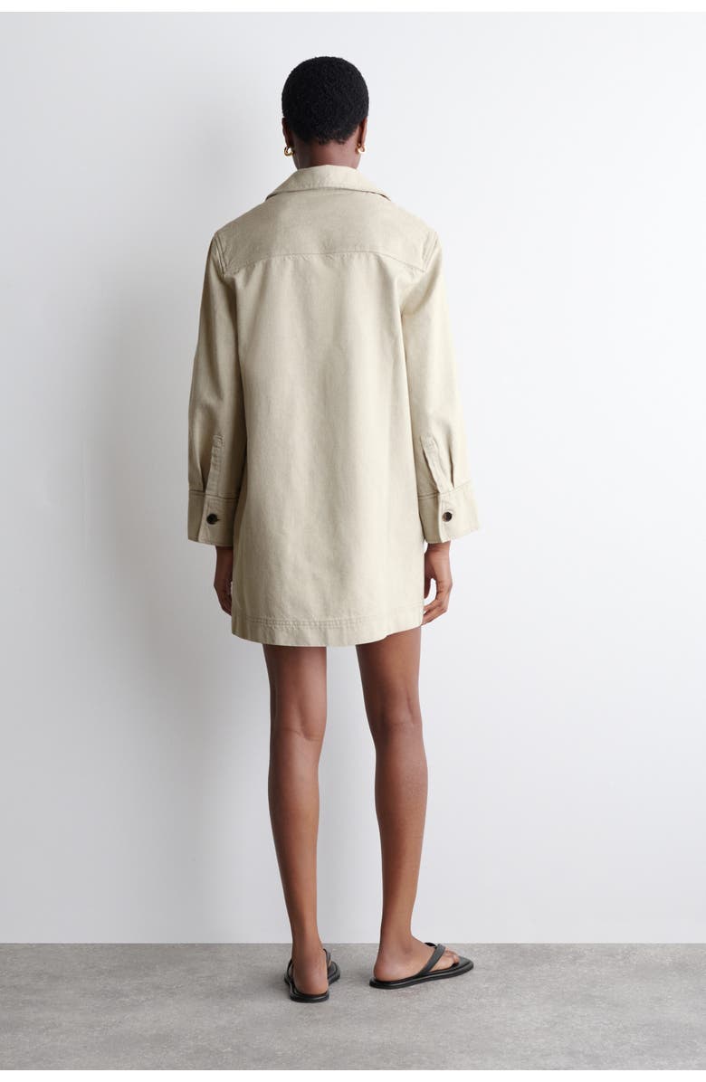 COS Open-Collar Denim Shirt Dress, Alternate, color, Beige