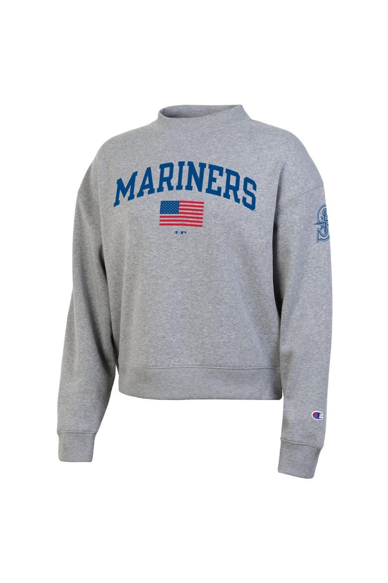 Women's Champion  Heather Gray Seattle Mariners Americana Triumph Fleece Tri-Blend Sweatshirt, Alternate, color, Heather Gray