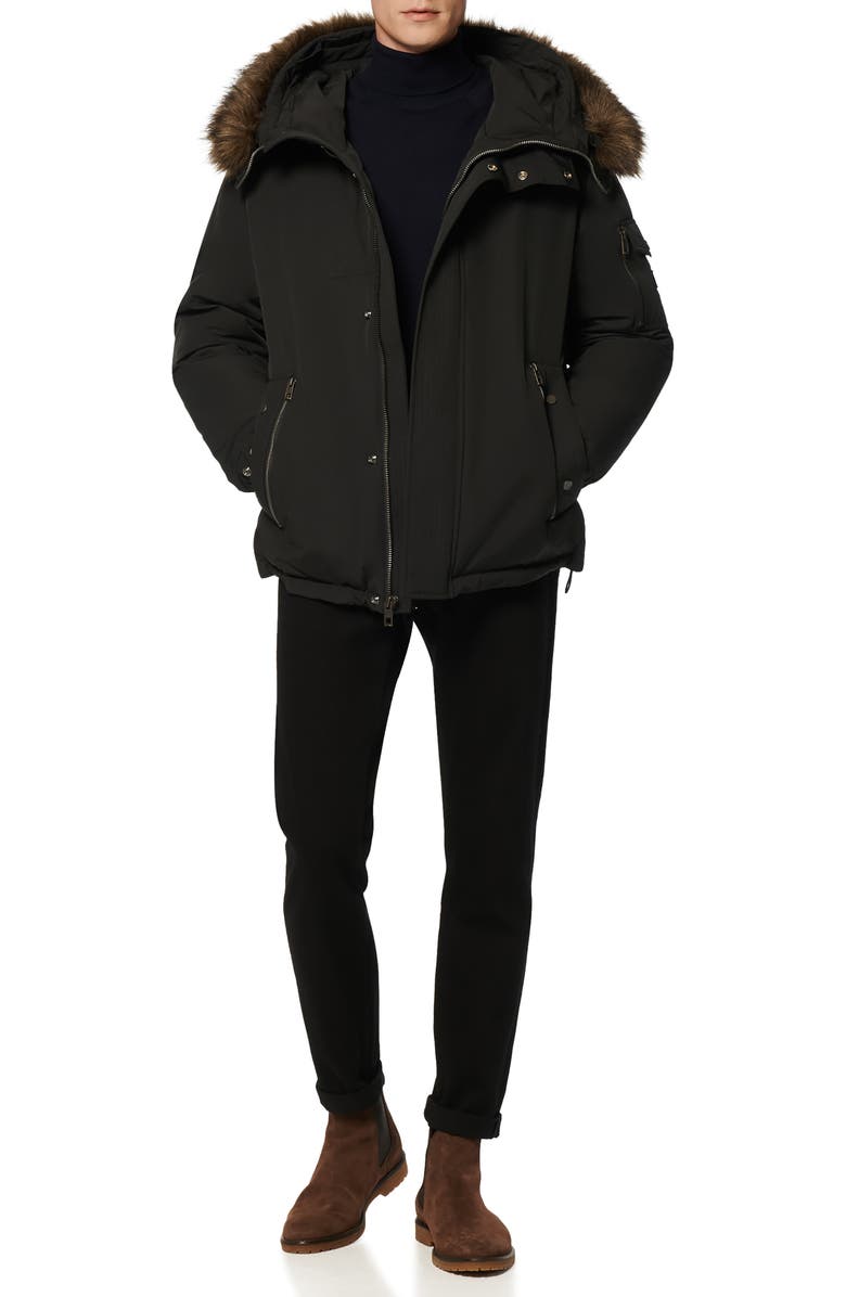 Andrew Marc Daytona Faux Fur Trim Hooded Down Snorkel Jacket, Alternate, color, 