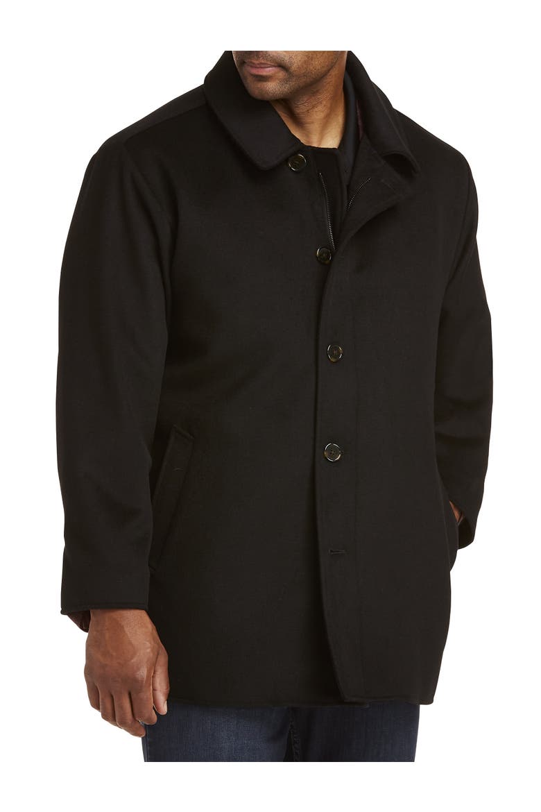 Big & Tall Wool Blend Basic Overcoat, Alternate, color, BLACK