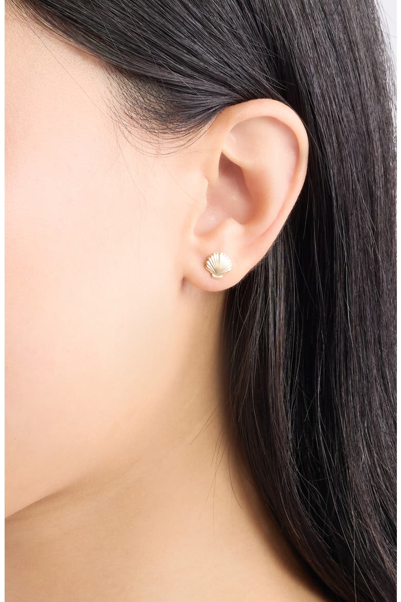 Cove Shell Stud Earrings, Alternate, color, GOLD