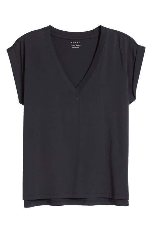Frame Easy Cotton V-neck T-shirt In Navy