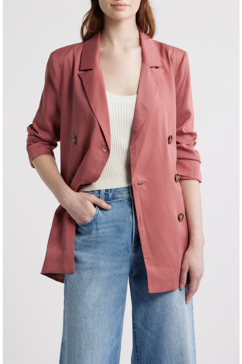 Anthony Double Breasted Longline Blazer, Main, color, LIPSTICK