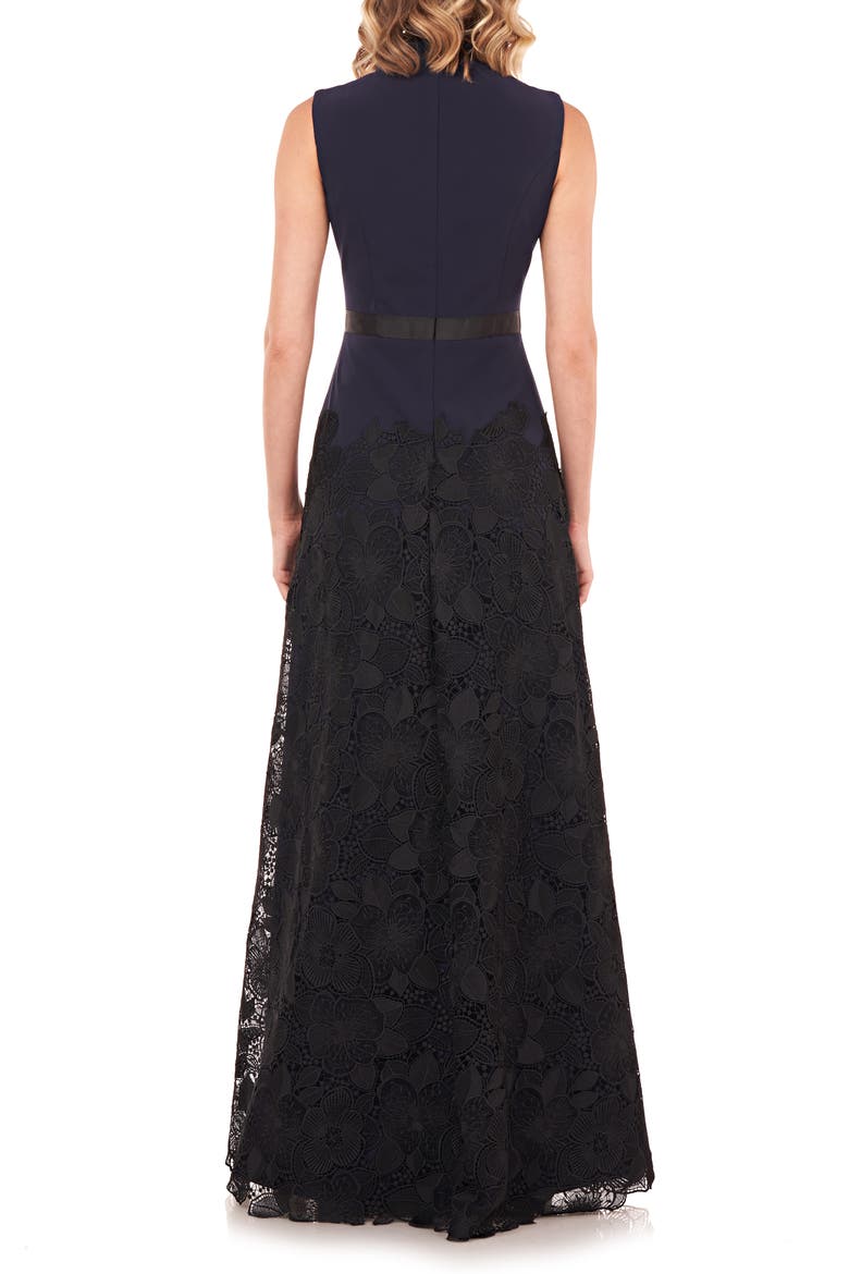 Ellie Lace A-Line Gown, Alternate, color, NAVY/ BLACK