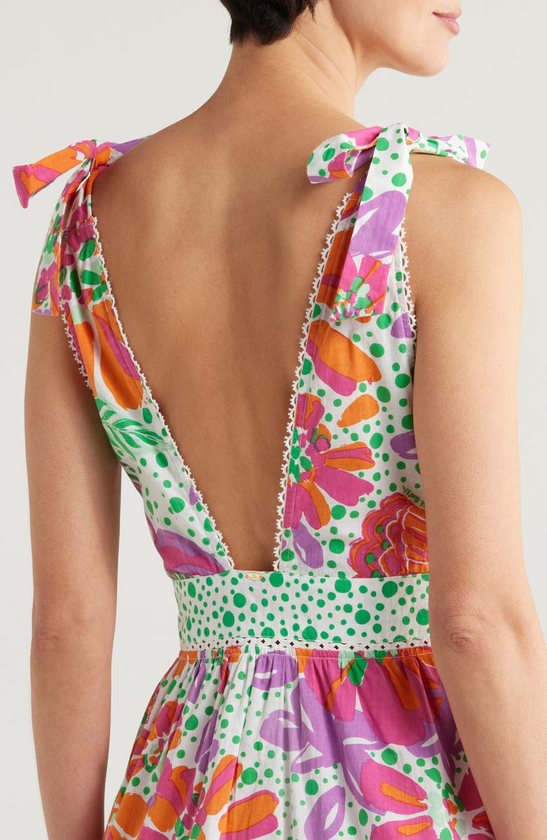 Poupette St Barth Cara Print Ruffle Cover-Up Minidress, Alternate, color, 