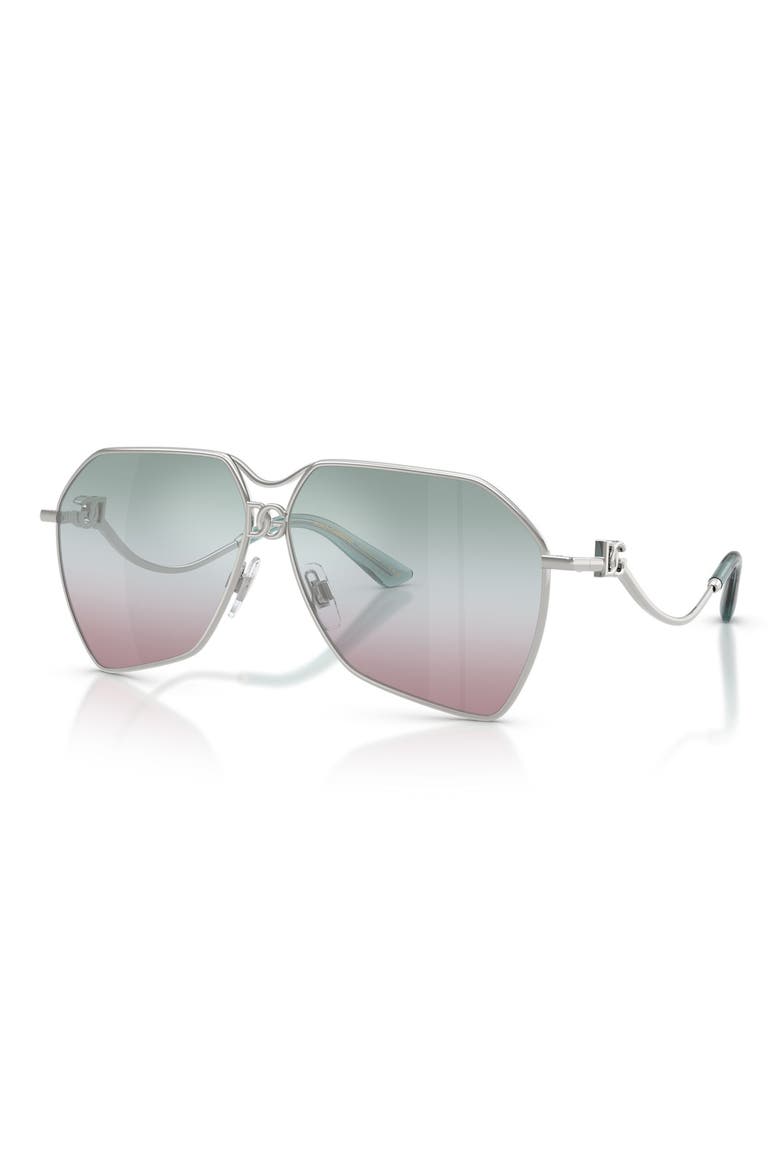 62mm Gradient Pilot Sunglasses, Alternate, color, SILVER / GRAD PINK GRAD GREEN
