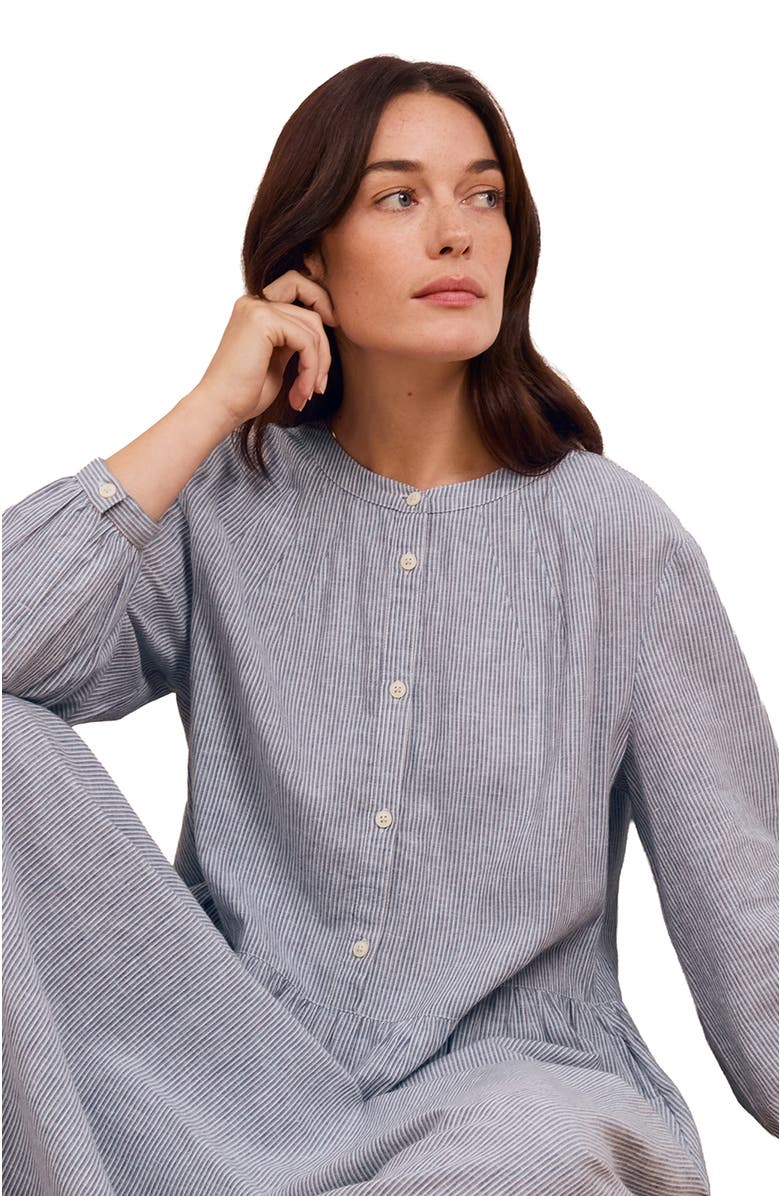 Celtic & Co. Button Front Midi Shirt Dress, Alternate, color, Blue Stripe