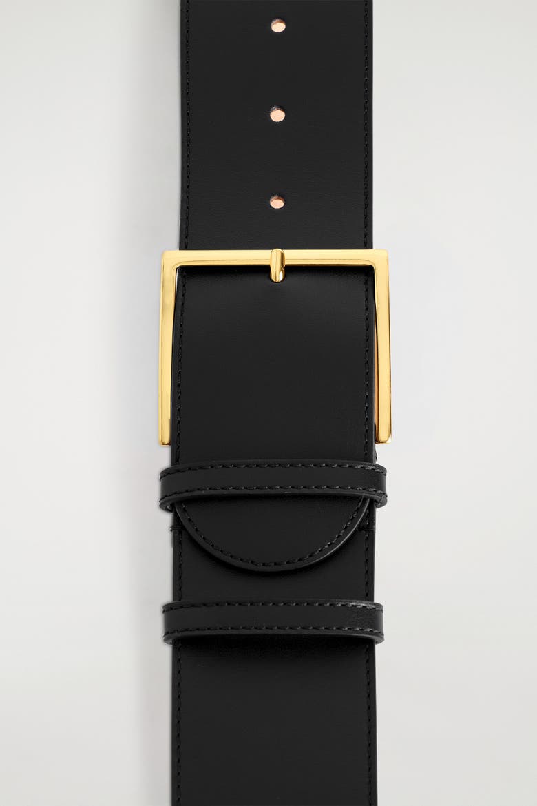 Low-waist Wide Leather Belt, Alternate, color, BLACK