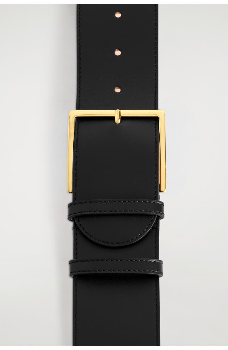 COS Low-waist Wide Leather Belt, Alternate, color, Black