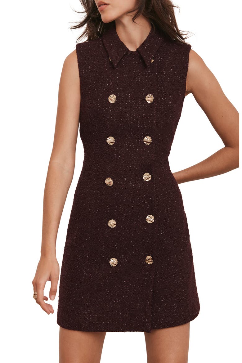 Boucle Mini Shift Dress, Alternate, color, Burgundy