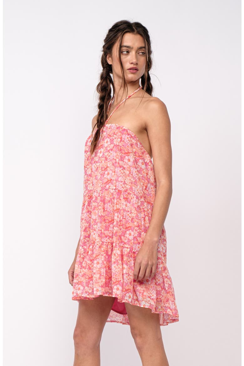 Floral Halter Tie Shift Dress, Alternate, color, PINK