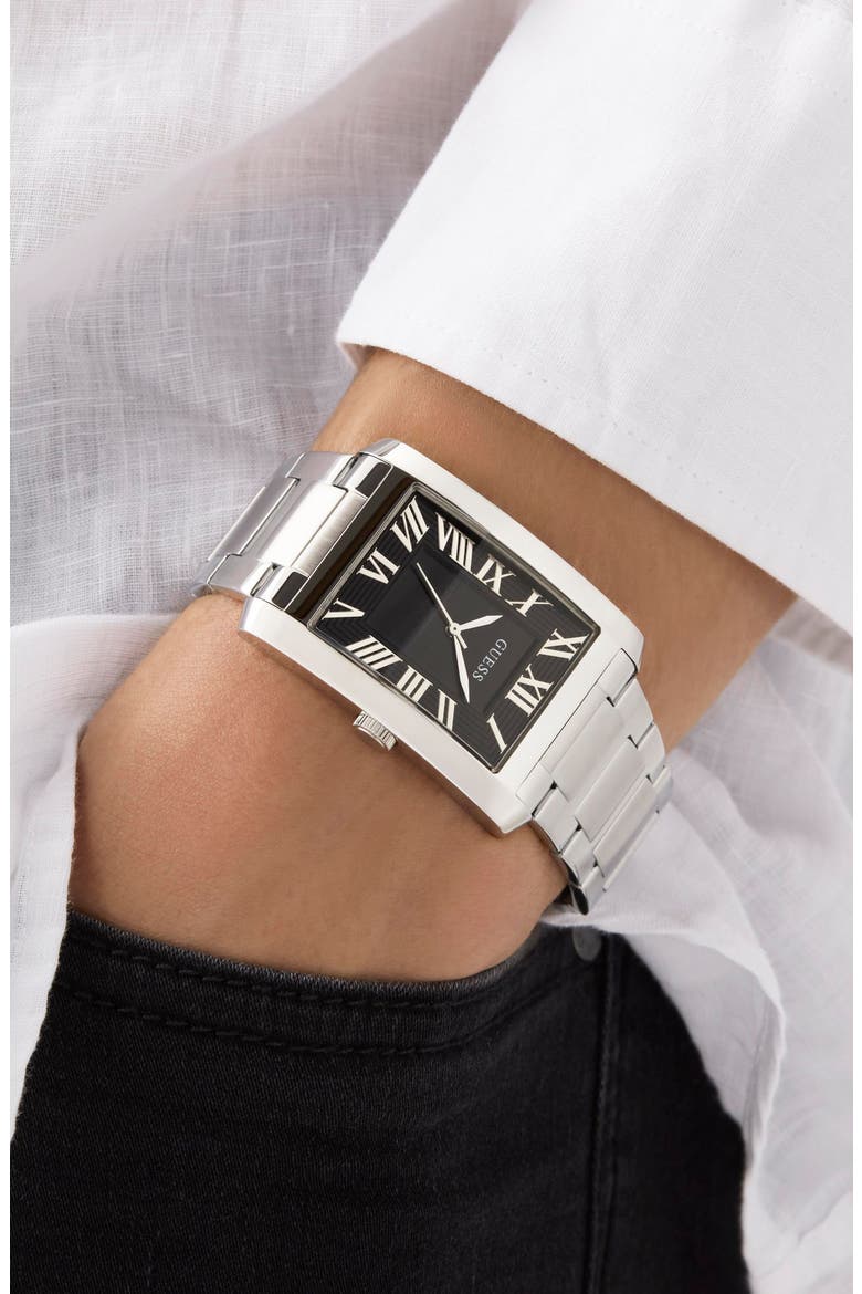 Clyde Silvertone Bracelet Tank Watch, 34mm, Alternate, color, SILVER