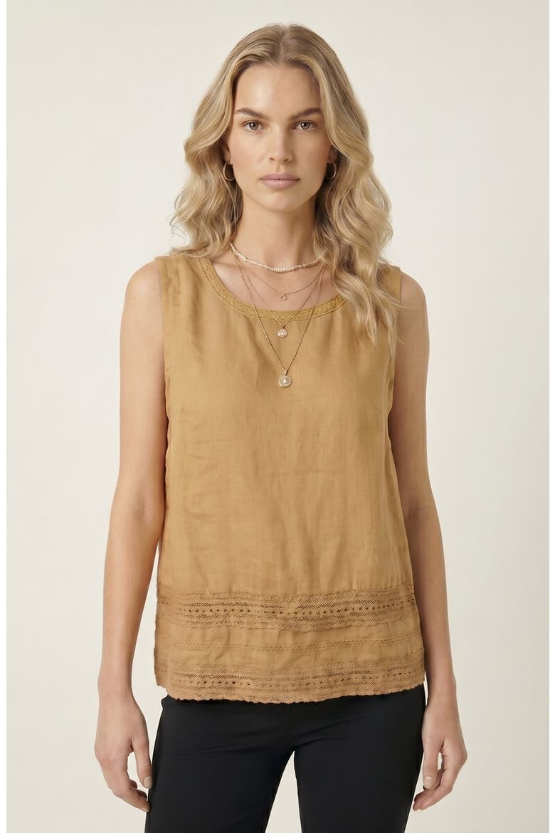 Casual Sleeveless Linen Top, Alternate, color, Orange
