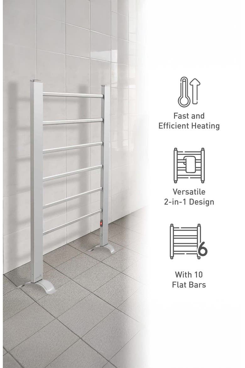 6-Bar Electric Towel Warmer, Alternate, color, SILVER