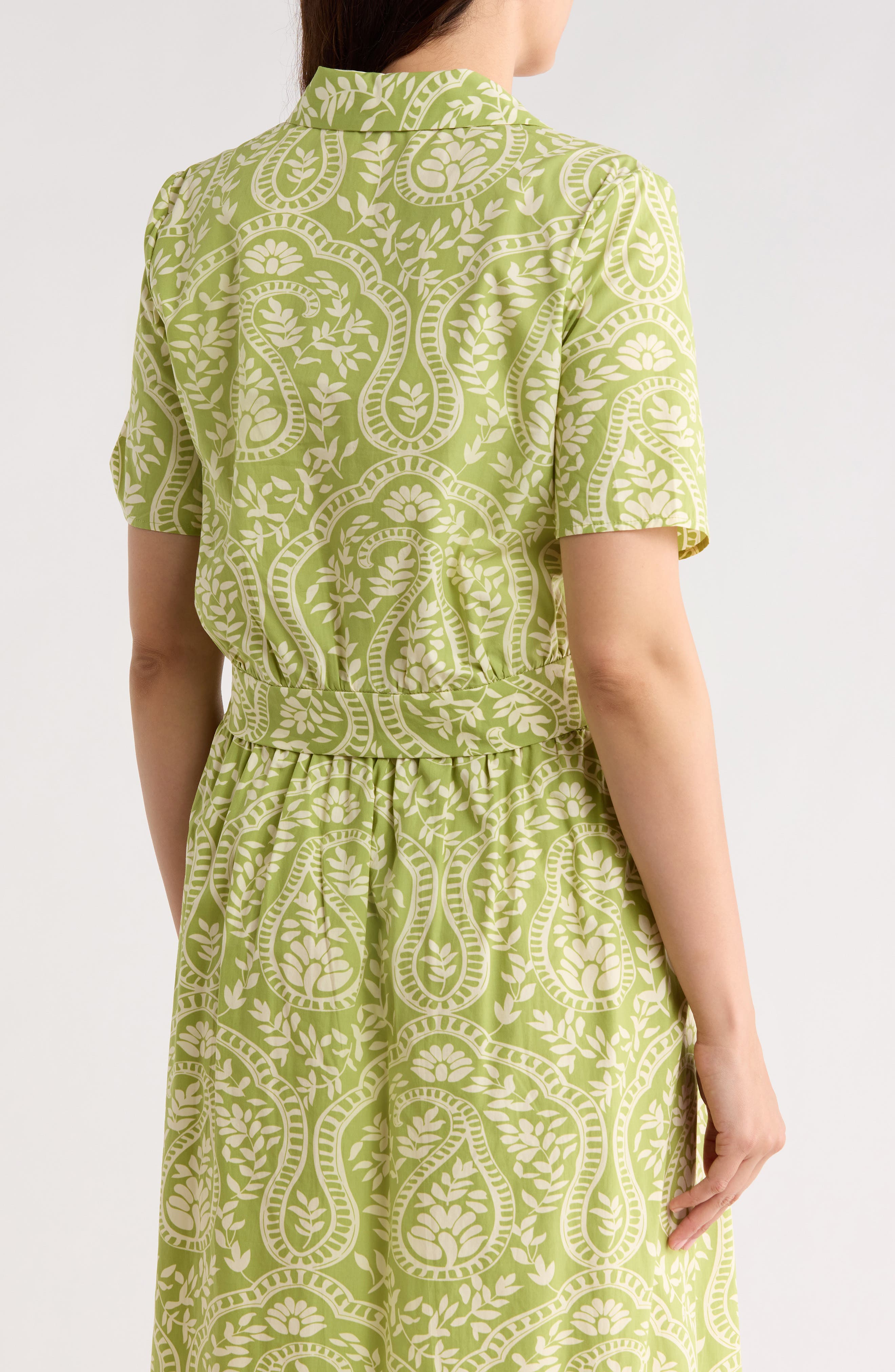Tie Front Short Sleeve Button-Up Shirt - image 2