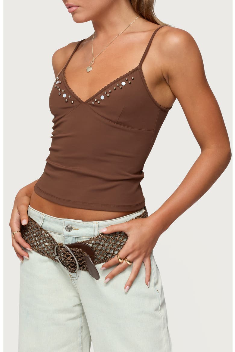 Holland Beaded V-Neck Camisole, Alternate, color, BROWN