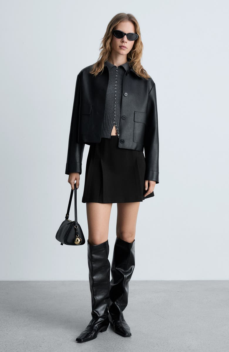 MANGO Pleated Miniskirt, Alternate, color, Black