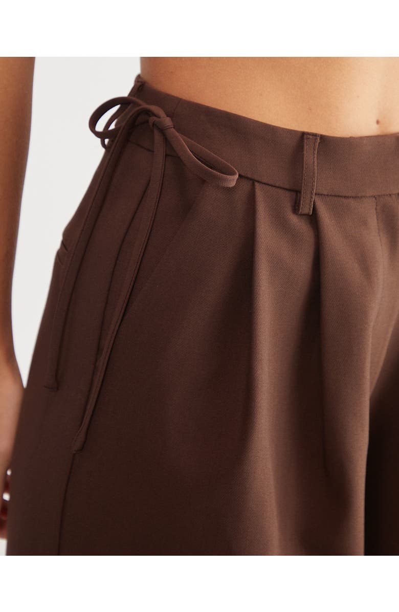 NASTY GAL Premium Tailored Tie Detail Pants, Alternate, color, Choc Brown