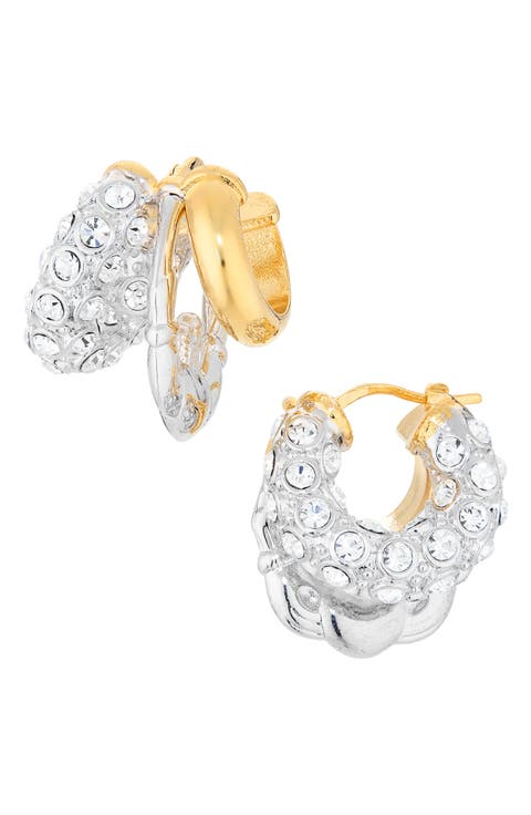 Stacked Rhinestone Hoop Earrings