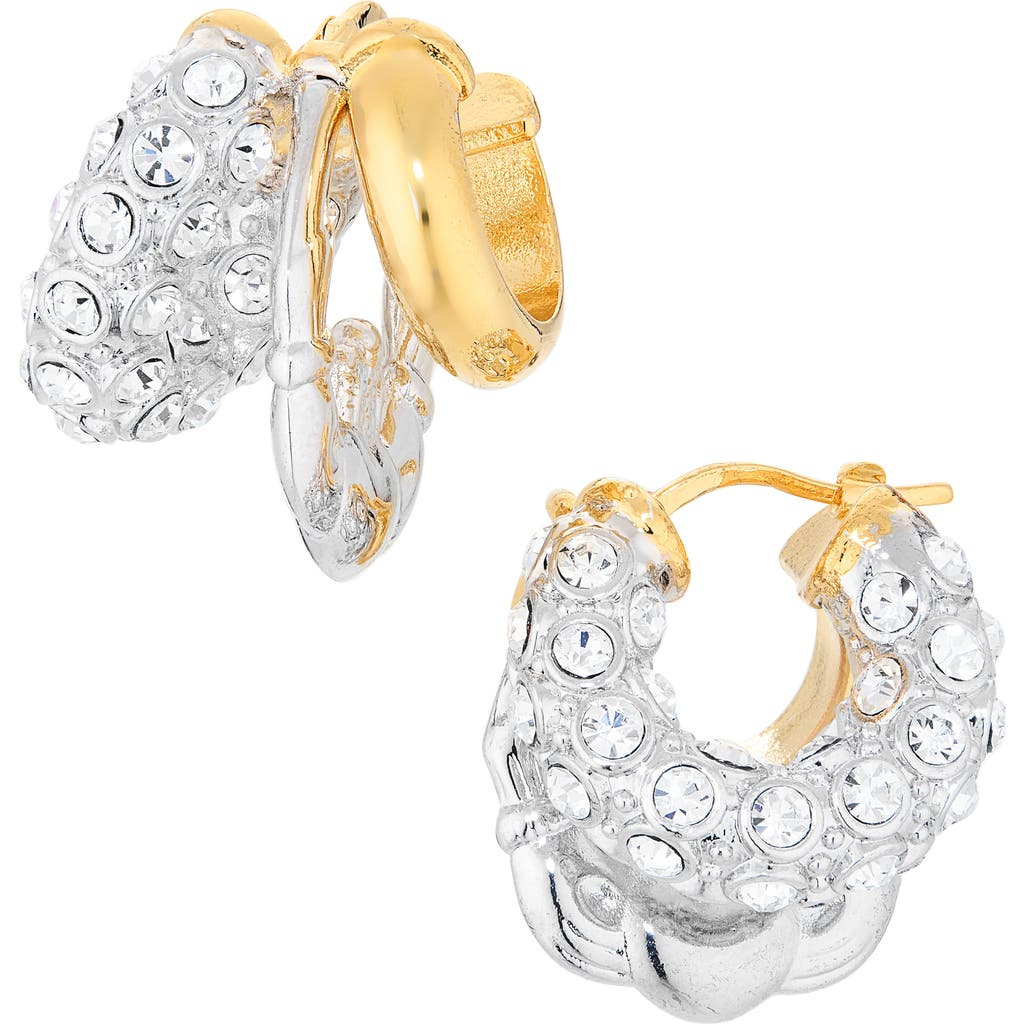 Simone Rocha Stacked Rhinestone Hoop Earrings In Gold