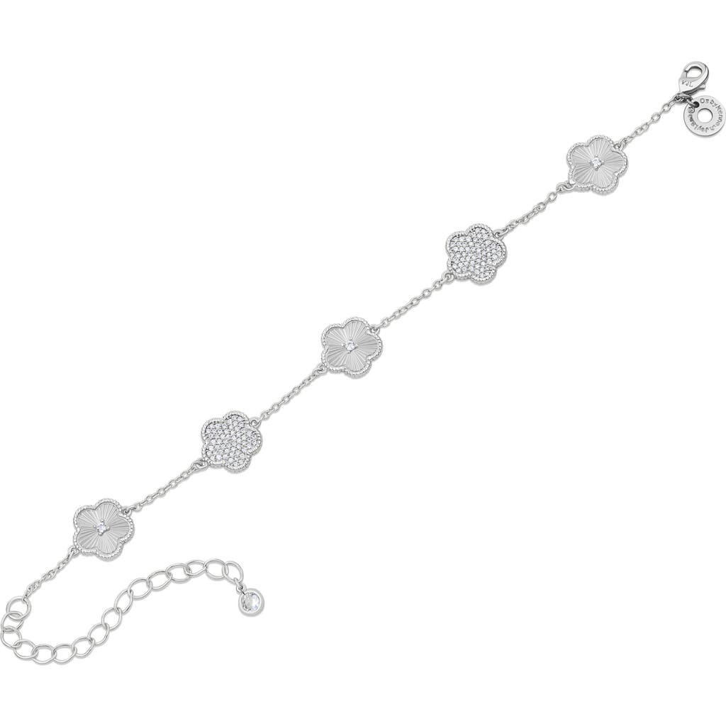 Kenneth Jay Lane Pavé Cubic Zirconia Striated Clover Line Bracelet