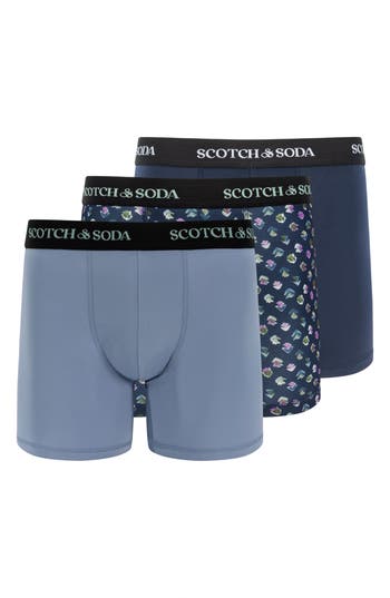 Scotch & Soda Assorted 3-pack Stretch Boxer Briefs In Navy Multi