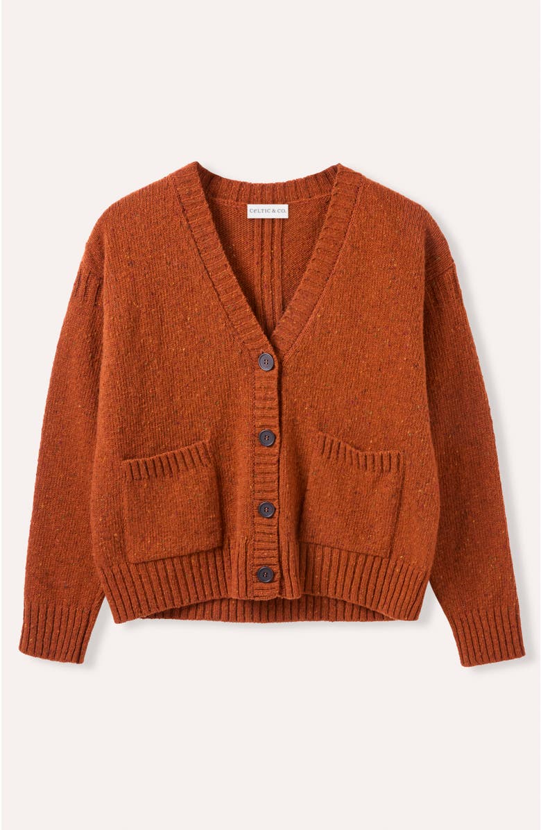 Celtic & Co. Donegal Boxy V-Neck Cardigan, Alternate, color, Rust