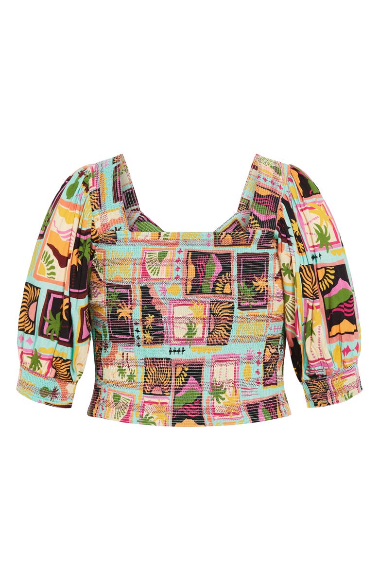 City Chic Faye Puff Sleeve Top, Alternate, color, Print