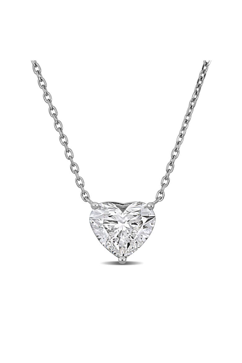 2 CTW Lab-Grown Diamond Heart Necklace, Main, color, White Gold