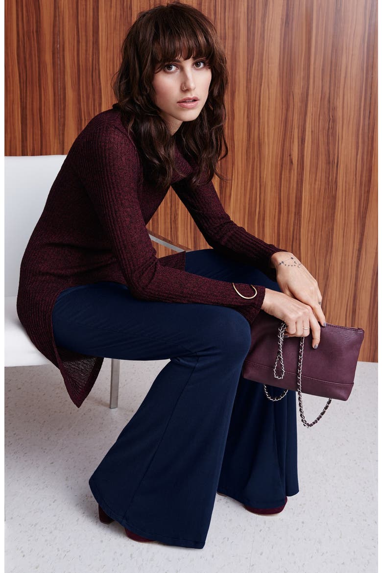 ASTR Side Slit Turtleneck Tunic, Alternate, color, BURGUNDY