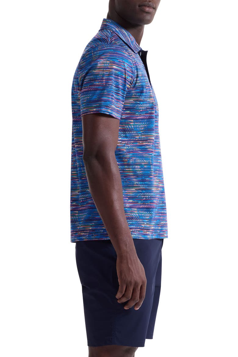 Hendrix Digital Linear Leaf Print Pima Cotton Polo, Alternate, color, CLASSIC BLUE