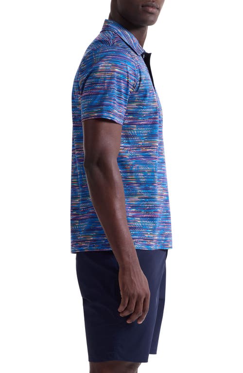 Bugatchi Hendrix Digital Linear Leaf Print Pima Cotton Polo In Blue