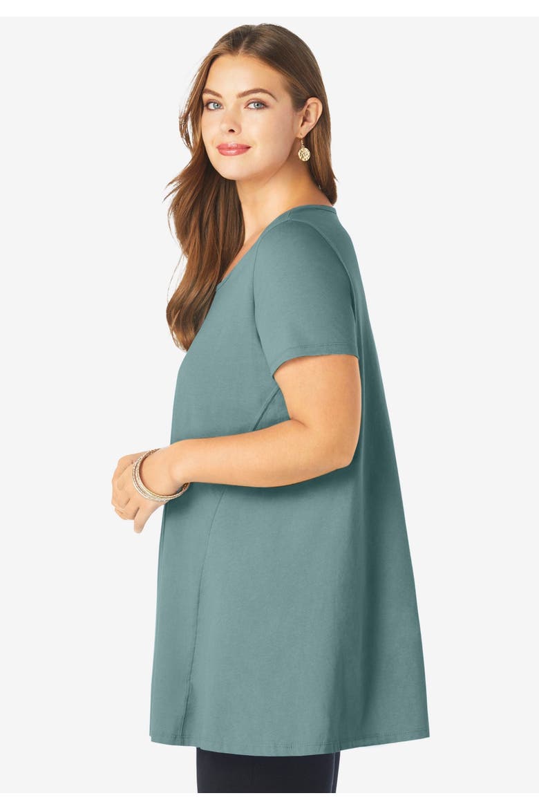 Plus Size Cotton Ultimate Scoopneck Swing Tunic, Alternate, color, COOL SAGE