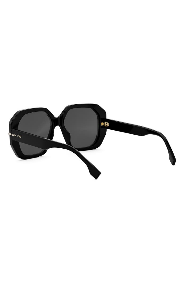 Fendi Selleria Square Sunglasses, Alternate, color, Shiny Black / Smoke Mirror