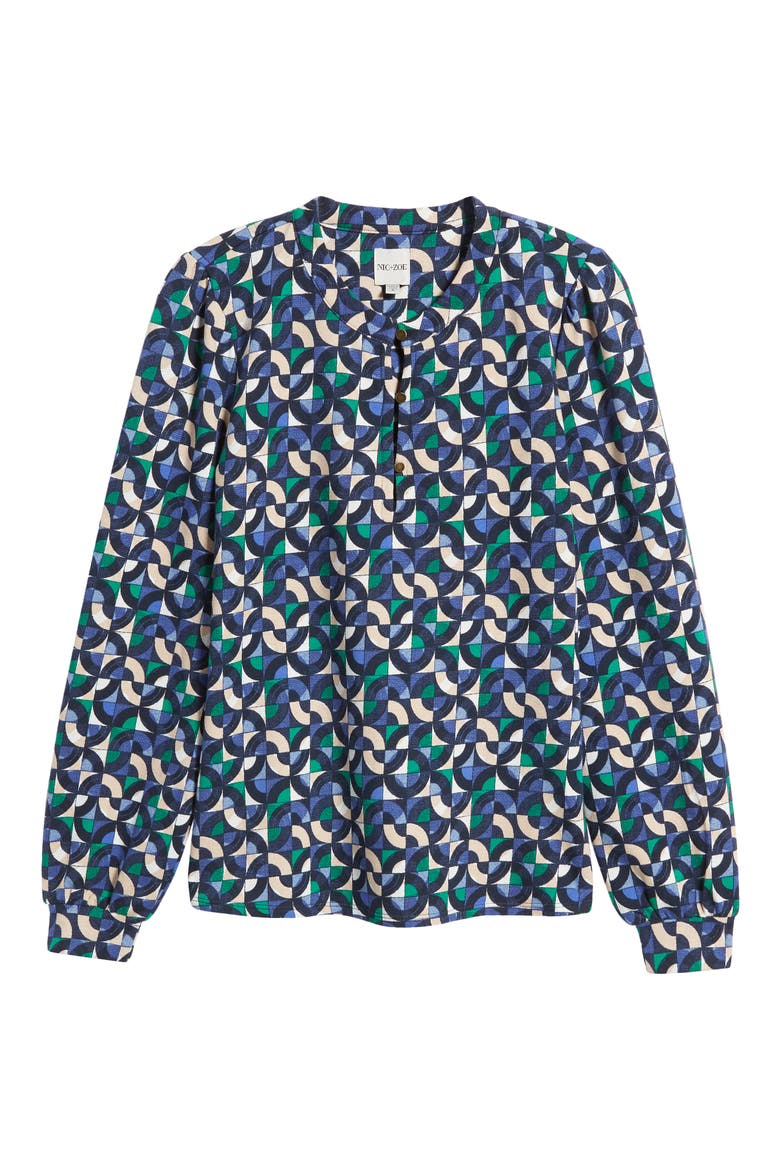 Geo Waves Long Sleeve Top, Alternate, color, BLUE MULTI
