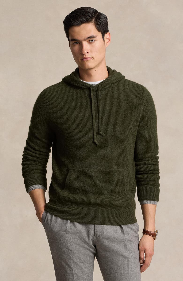 Polo Ralph Lauren Waffle Knit Cashmere Hoodie, Alternate, color, 