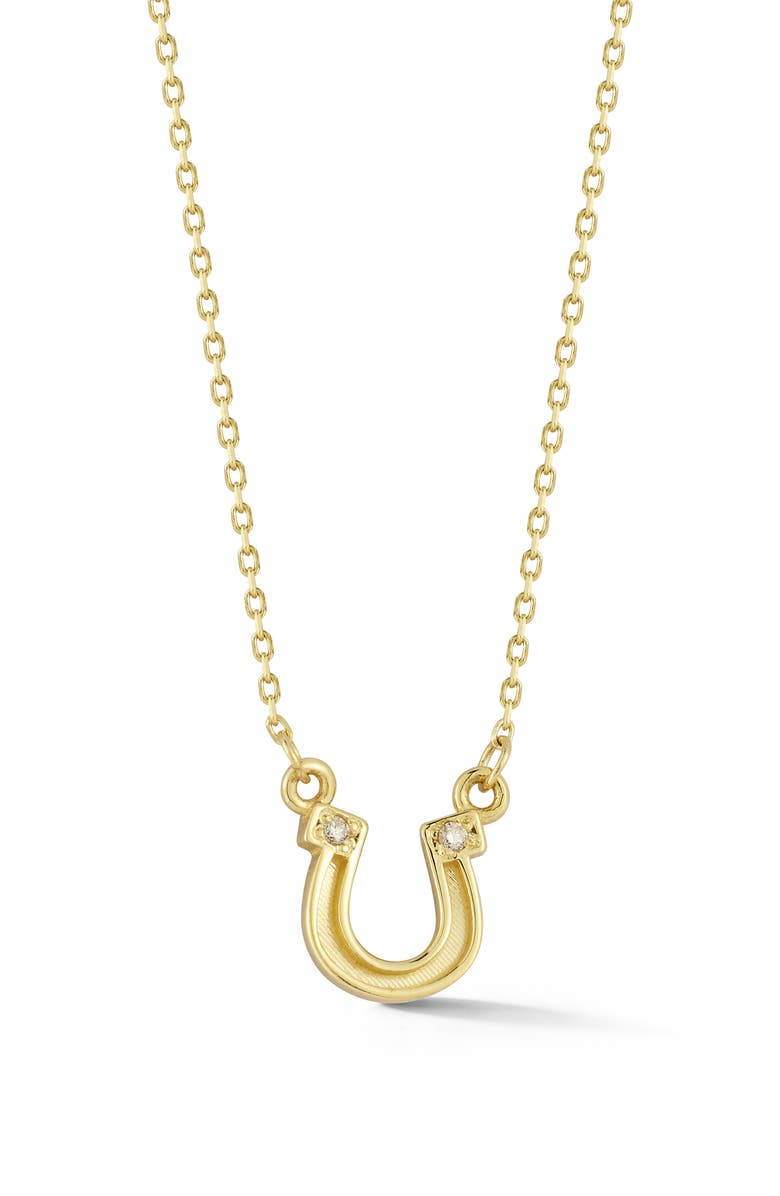 Ember Fine Jewelry Diamond Horseshoe Pendant Necklace, Main, color, Gold
