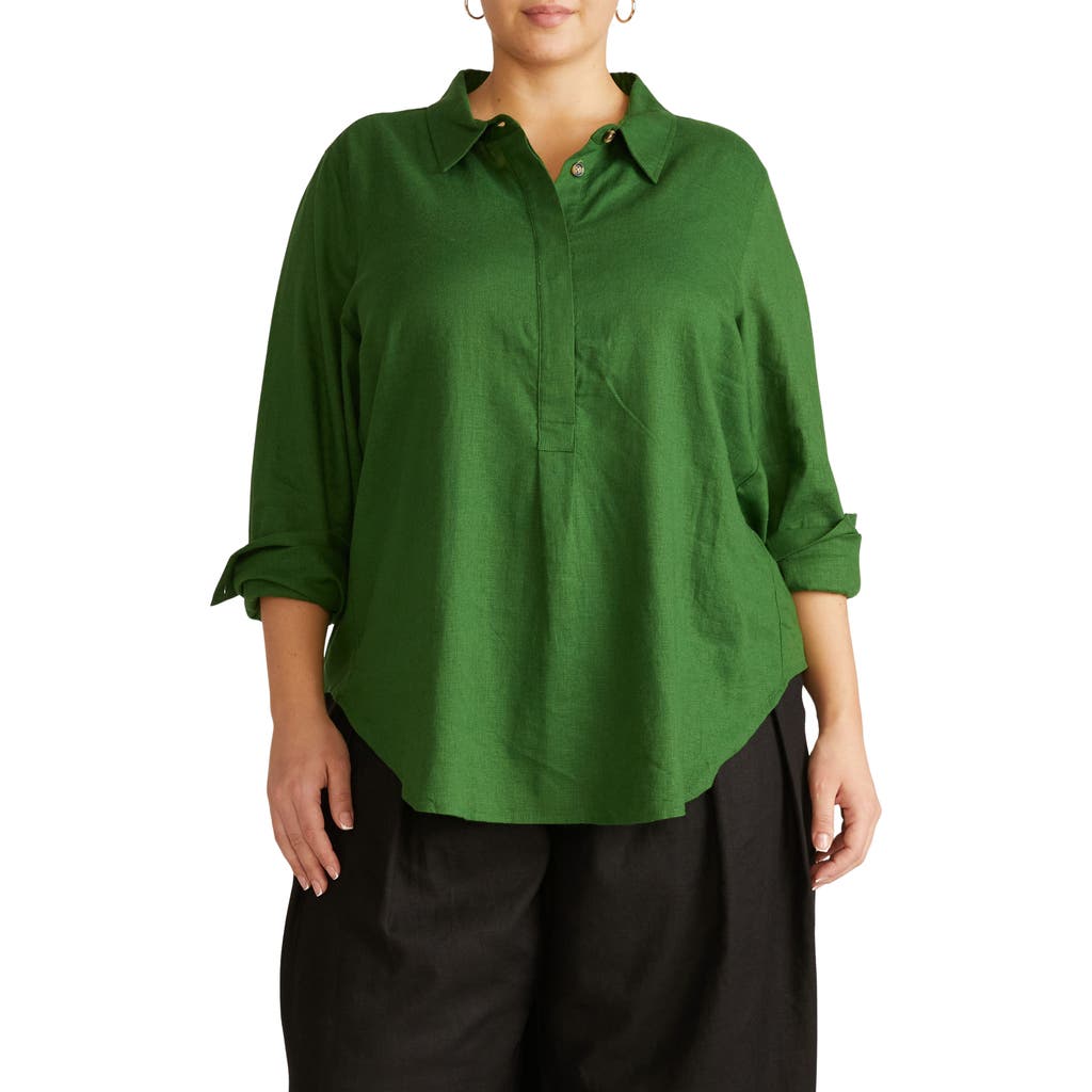 Universal Standard Elbe Stretch Shirt In Green